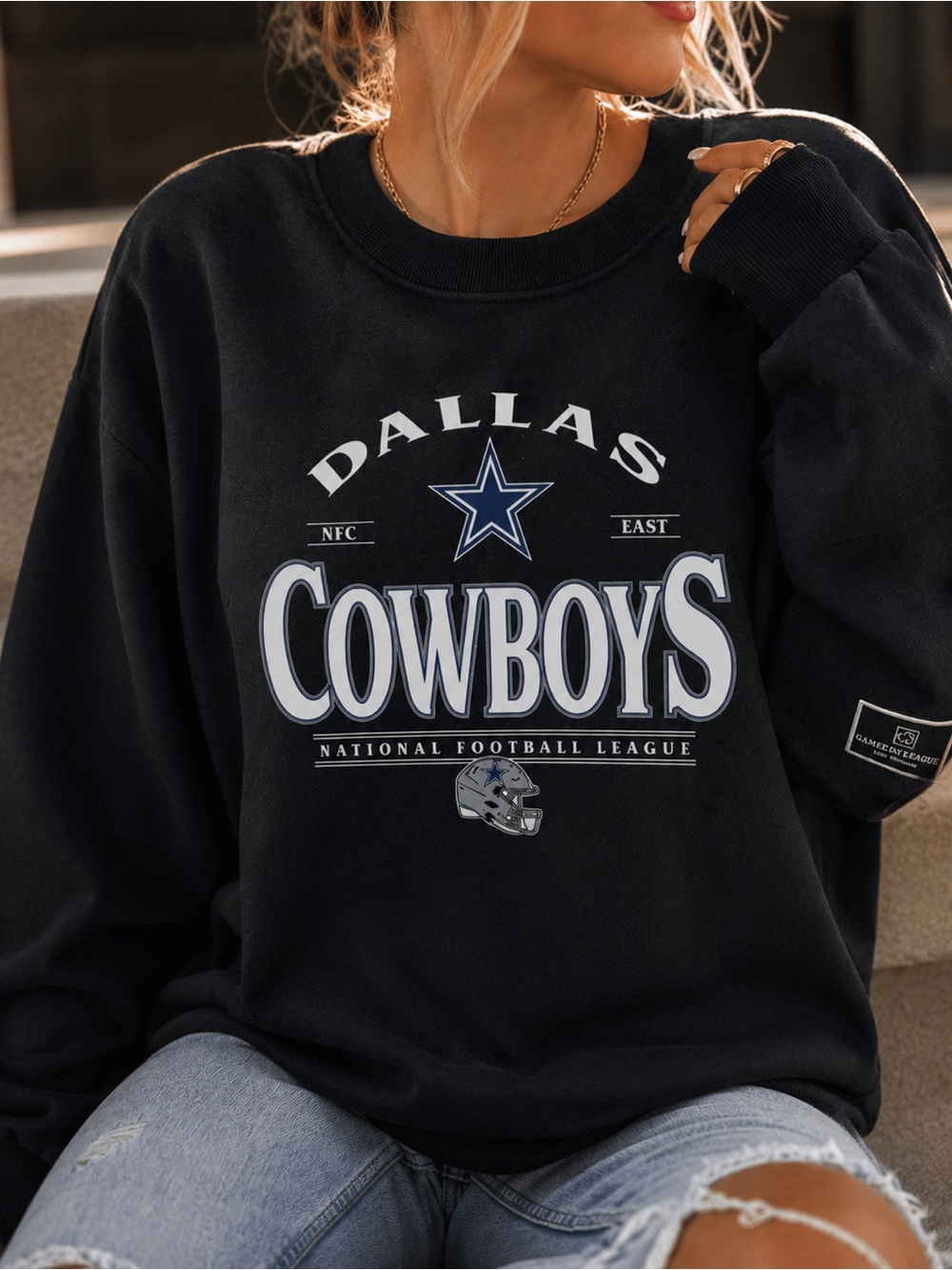 Gameday Couture Black Dallas Cowboys Oversized Sweatshirt Crewneck Large NWT
